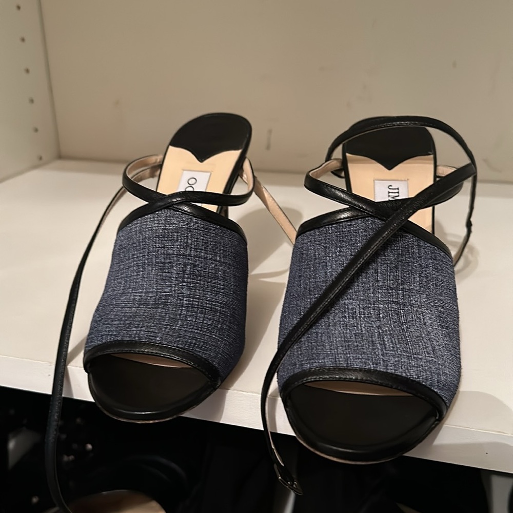 Authentic, Jimmy Choo, Denim Front ,Open Toe Lace… - image 3